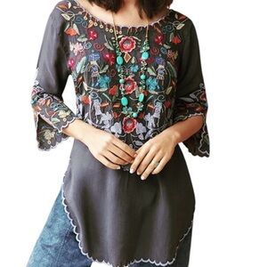 Johnny Was Herlinde Embroidered Whimsical Tunic oversized Blouse/Dress NWT